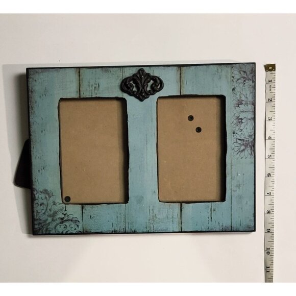 Creative Co Op Distressed Blue Double Photo Frame 4x6 - Picture 4 of 6